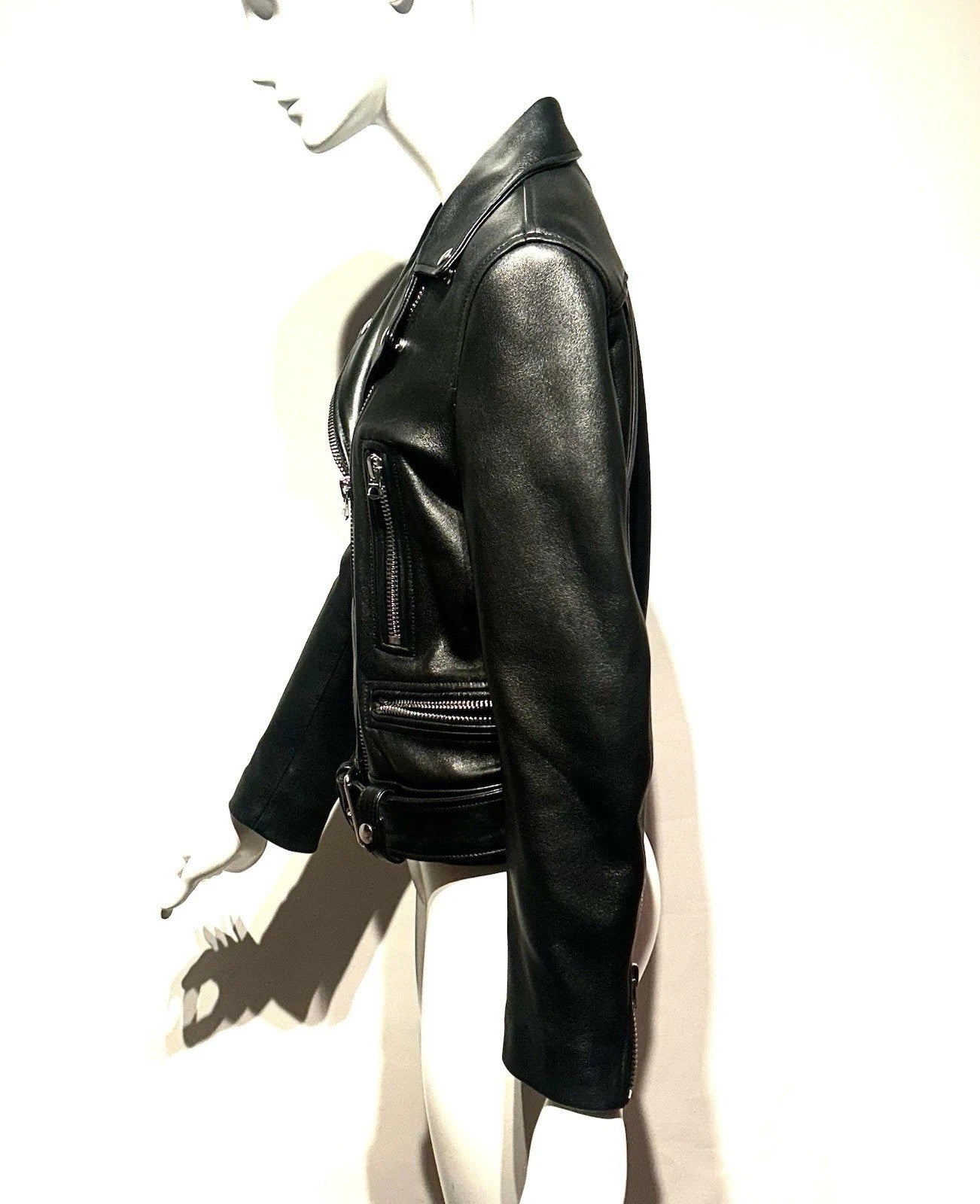 Jacket / Acne Studios / NWOT Black Leather Lambskin Silver Zips Rider Jacket / Small, photo 3 of 6