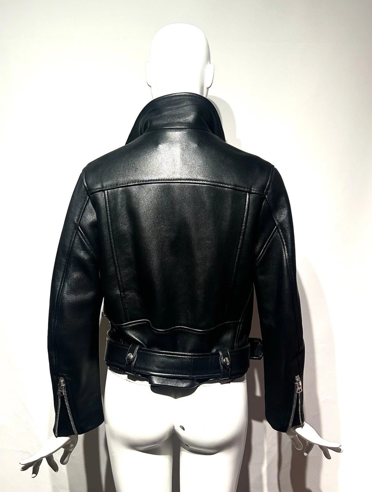 Jacket / Acne Studios / NWOT Black Leather Lambskin Silver Zips Rider Jacket / Small, photo 4 of 6
