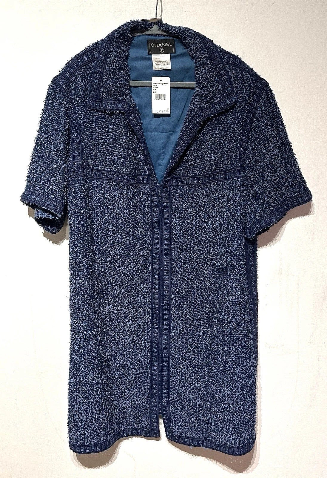 Dress / Chanel / NWT Blue Tweed Short Sleeve Belted Zip Up / 14, photo 4 of 4