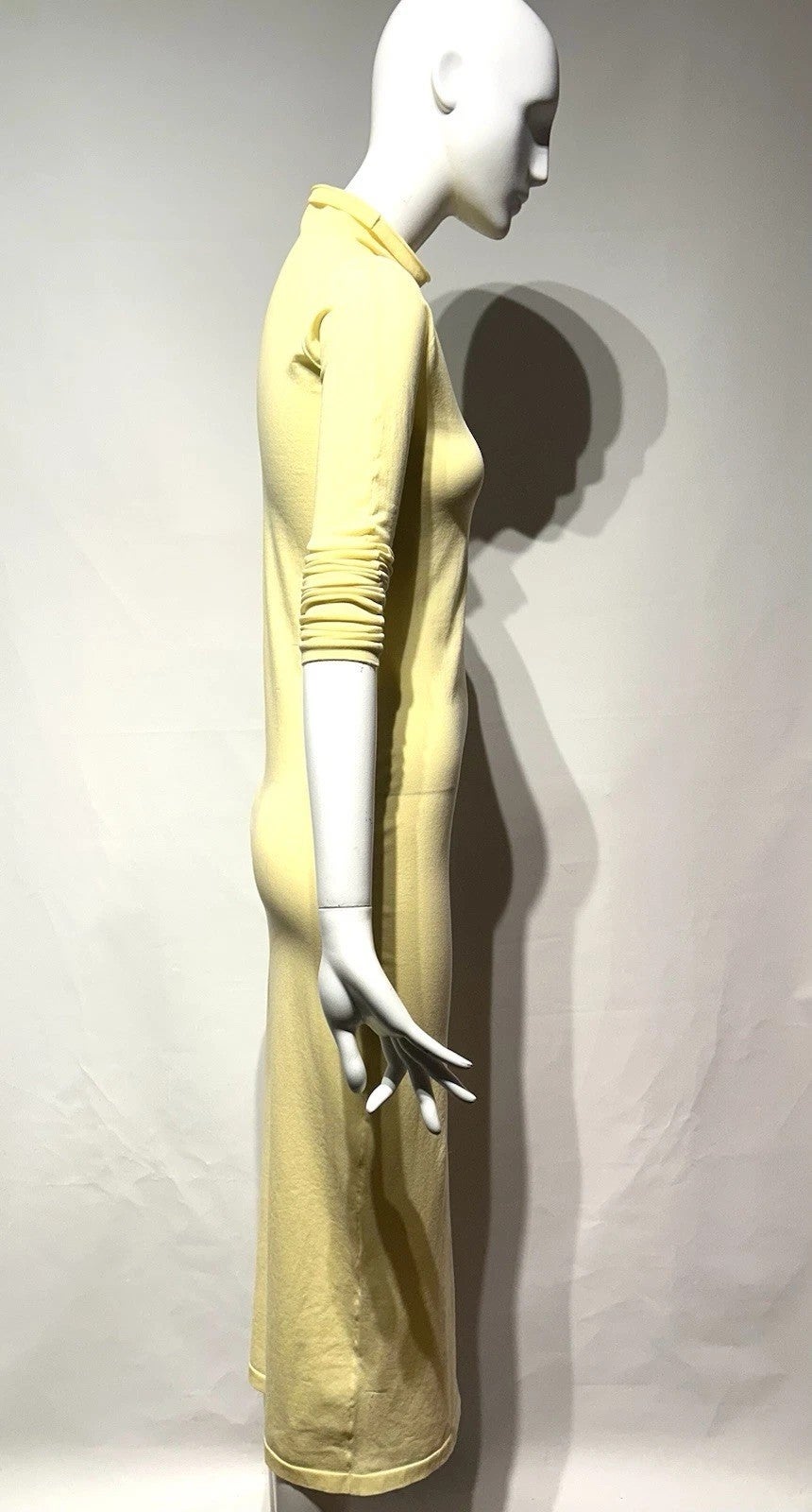 Dress / Alaia / Pale Yellow Stretch Nylon Mock Neck MSRP $2920 / Medium, photo 4 of 5