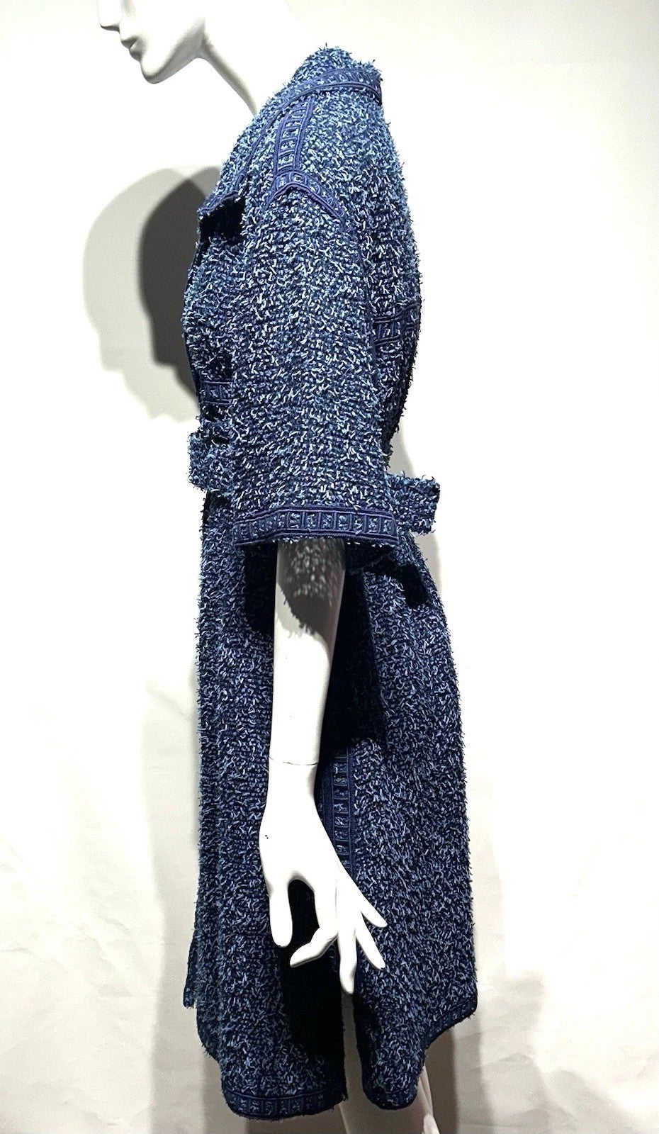 Dress / Chanel / NWT Blue Tweed Short Sleeve Belted Zip Up / 14, photo 3 of 4