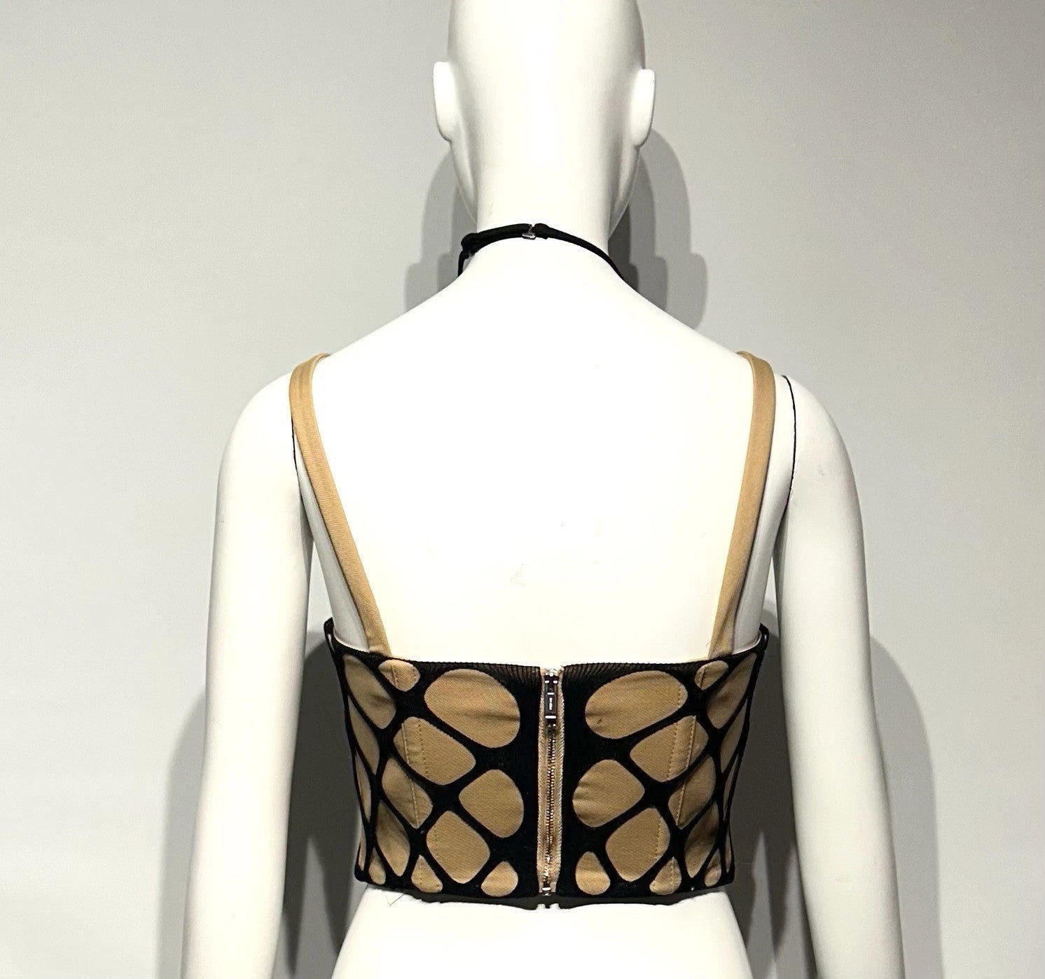 Top / Dion Lee / Overlay Corset Top in Black/Dune / 0, photo 3 of 3