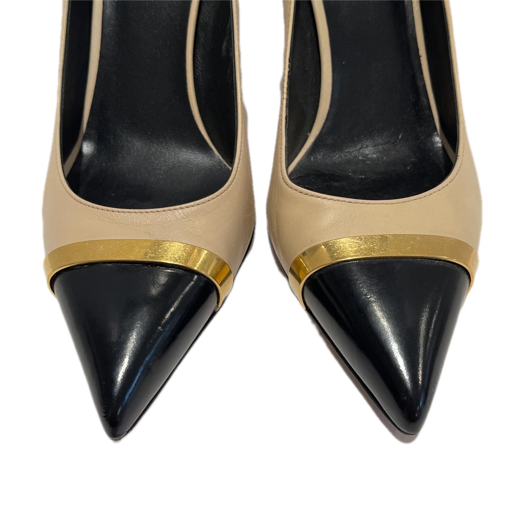 Saint Laurent black/tan pointy toe heel Size 39