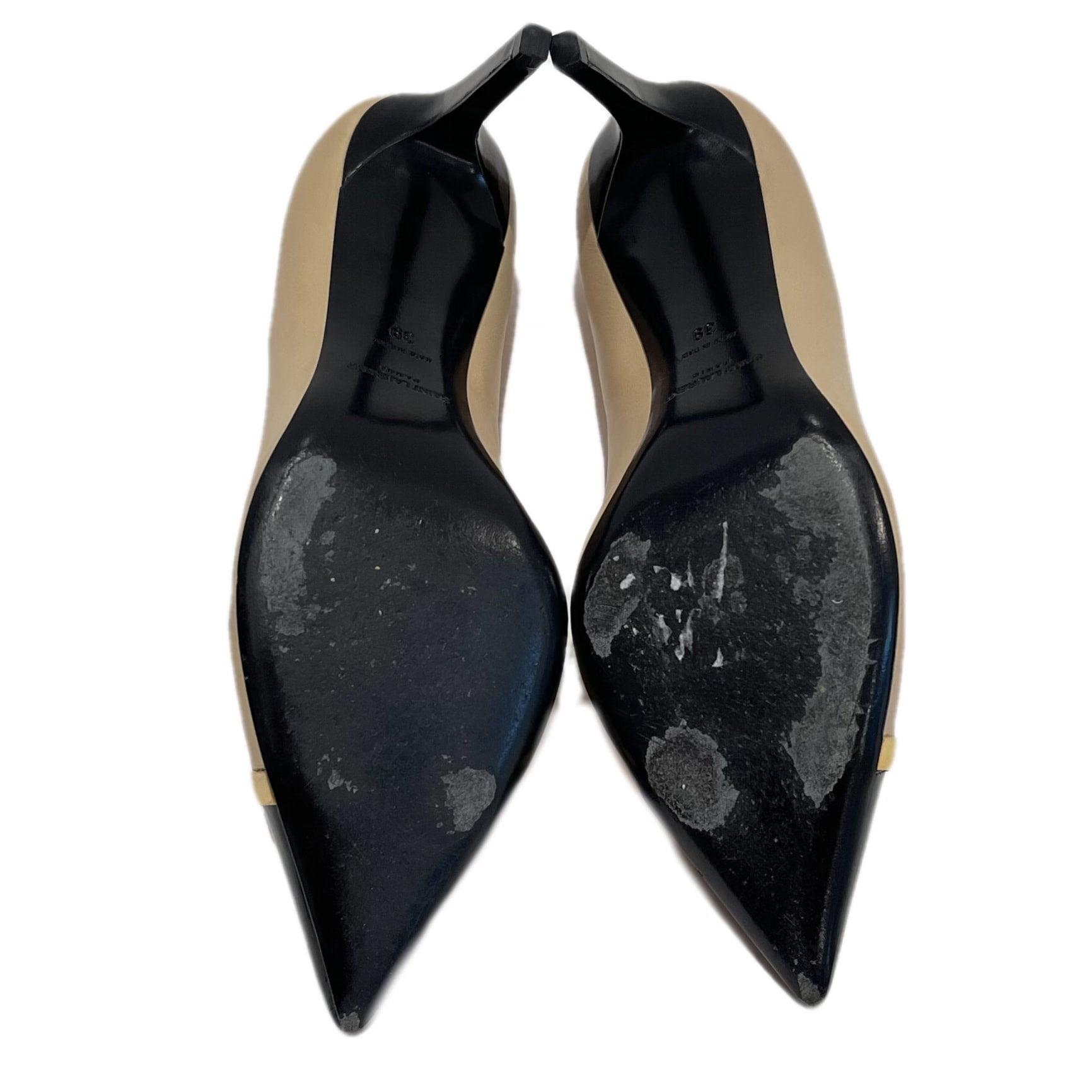 Saint Laurent black/tan pointy toe heel Size 39