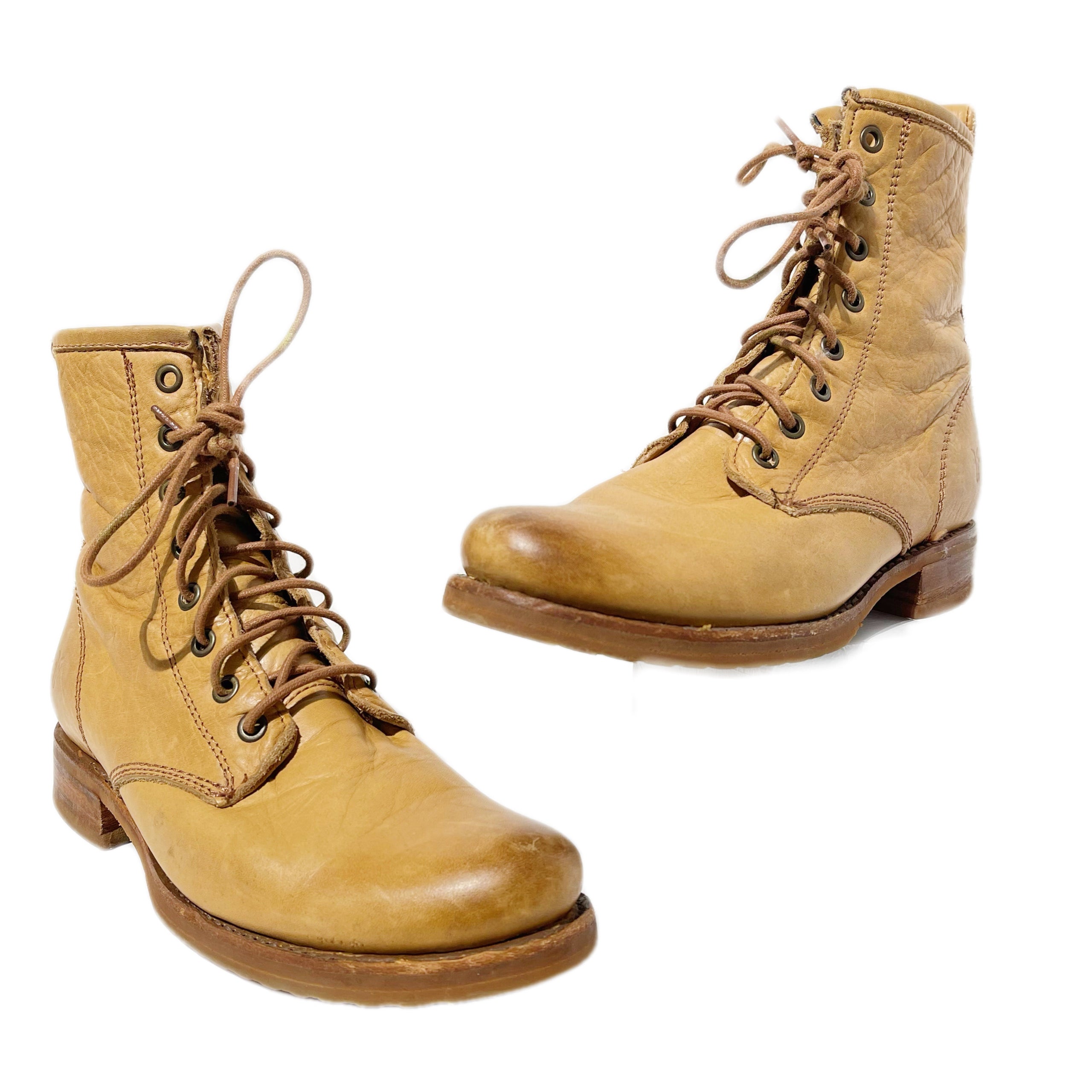 Frye caramel soft leather lace up boot Size 8B Alexandra s