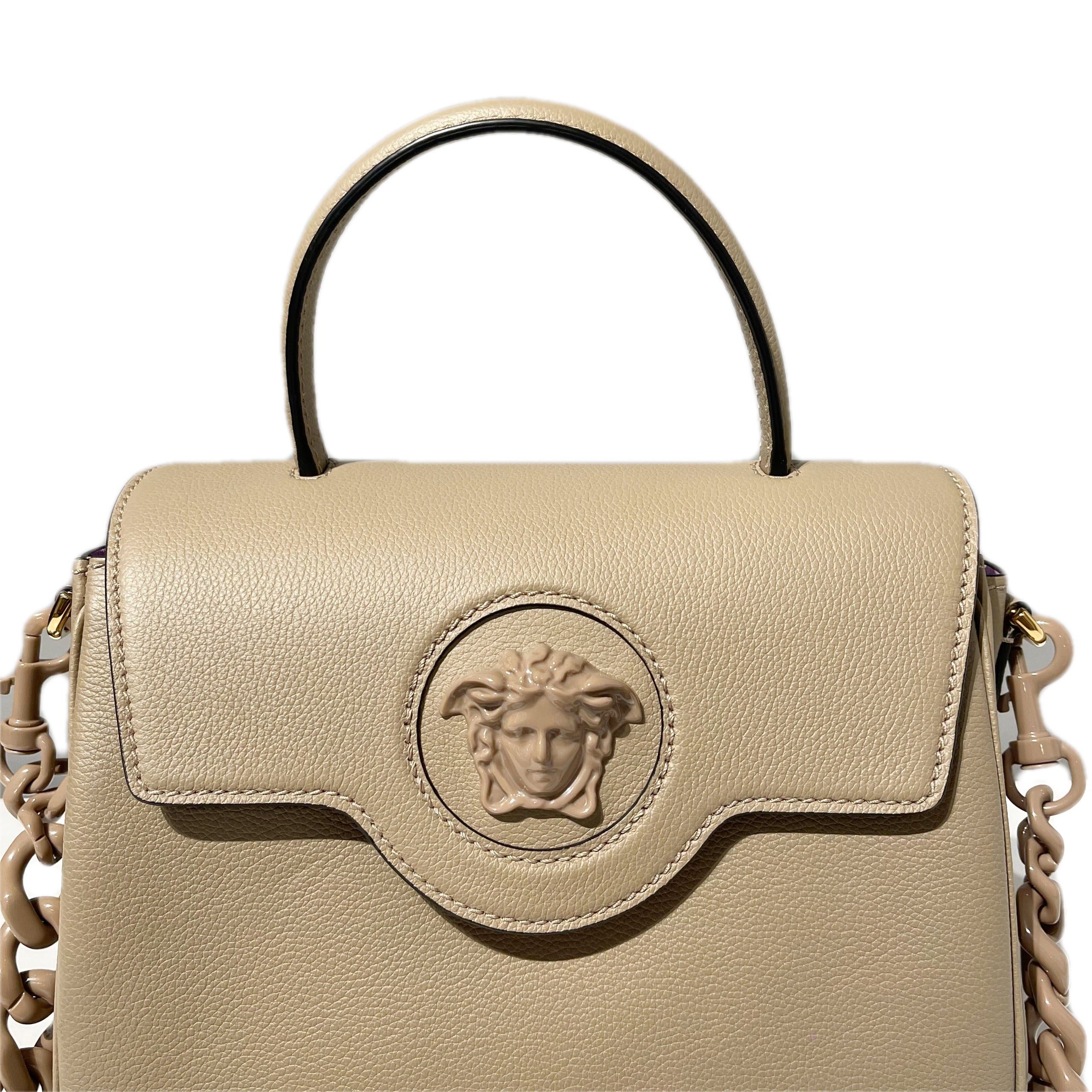 Versace NEVER USED Medusa Medium in Beige bag with box