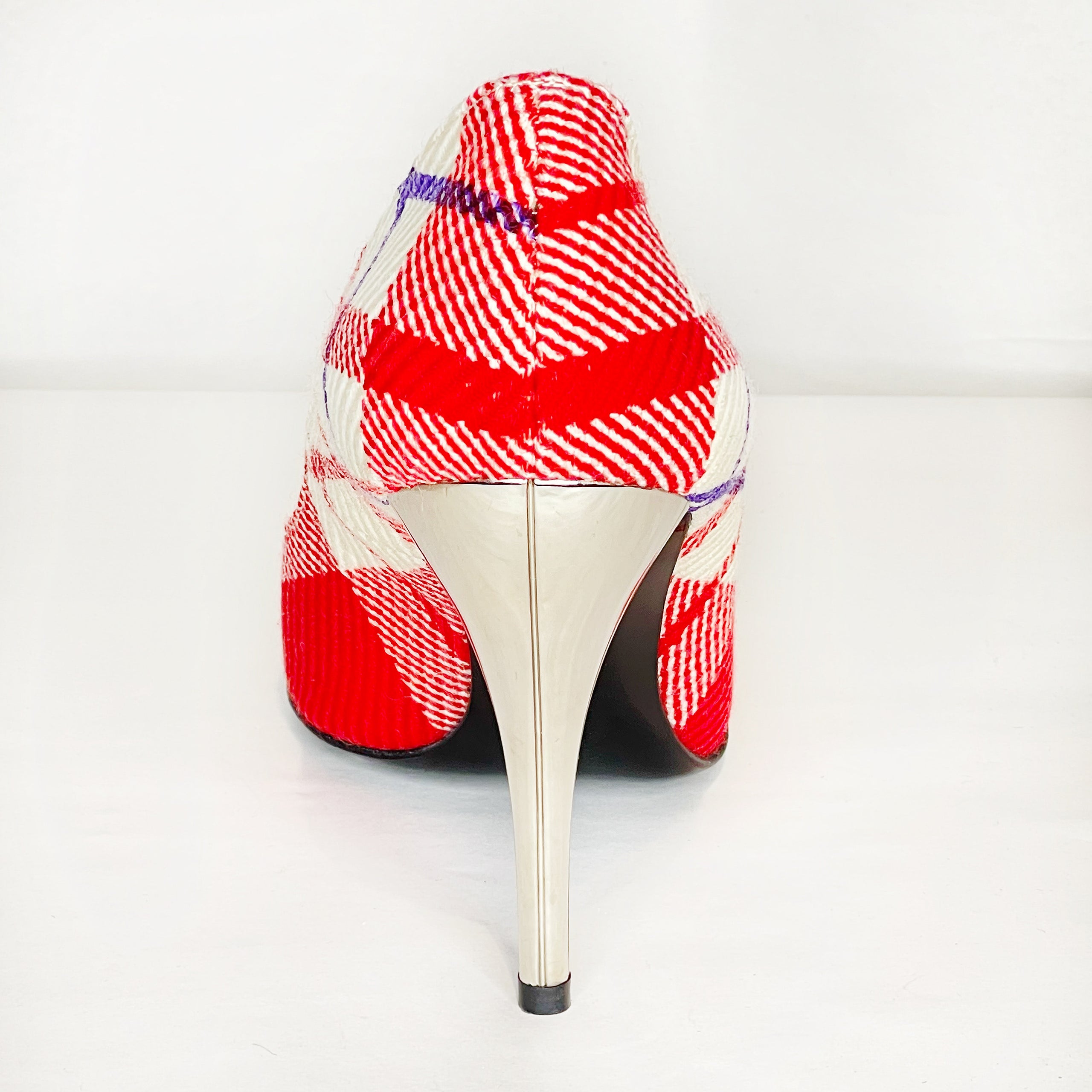 Versace plaid fabric spike heel Size 7